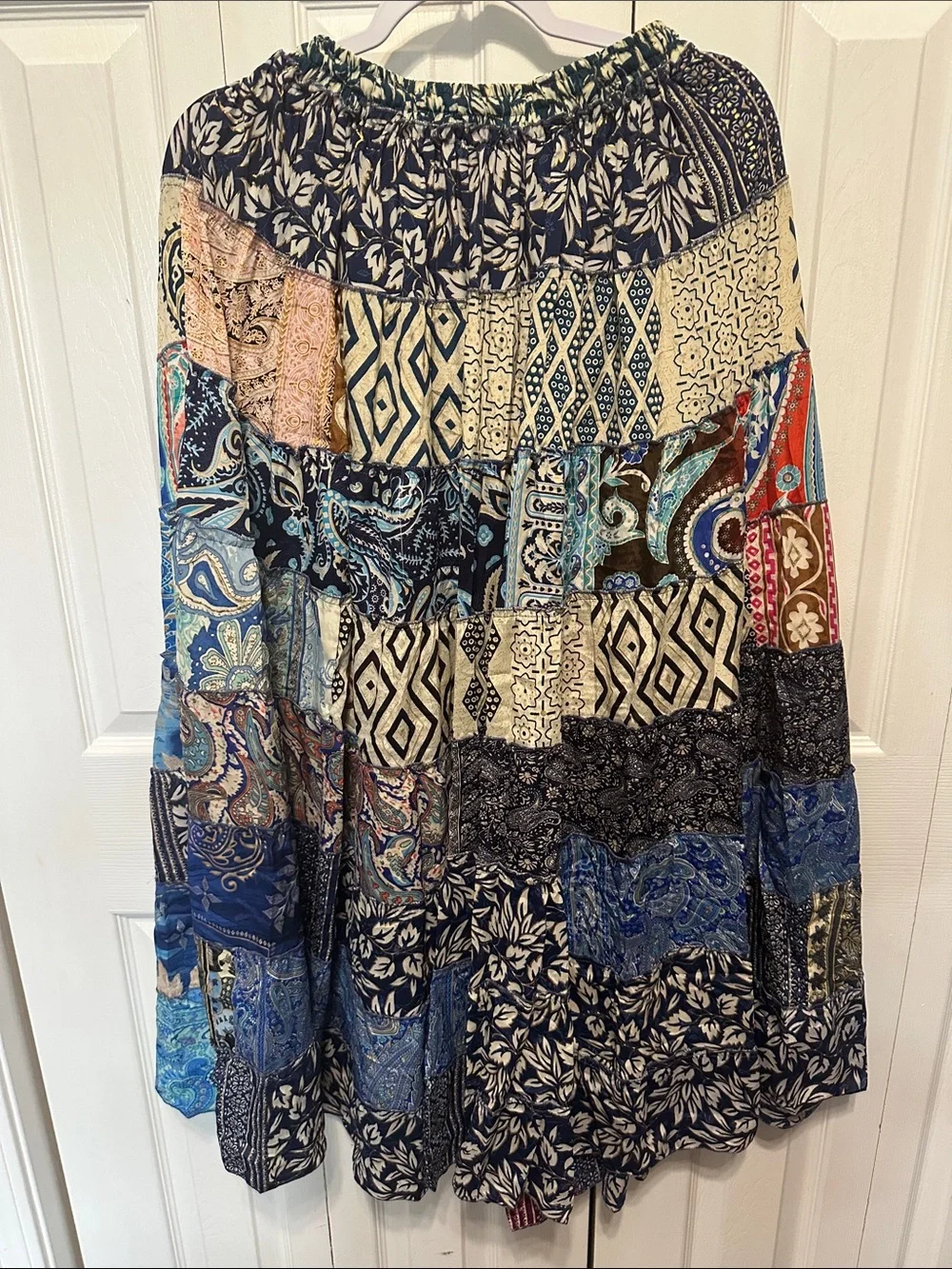 35. Boho Patchwork Sari Silk Maxi Skirt Festival Hippie Gypsy One Size India